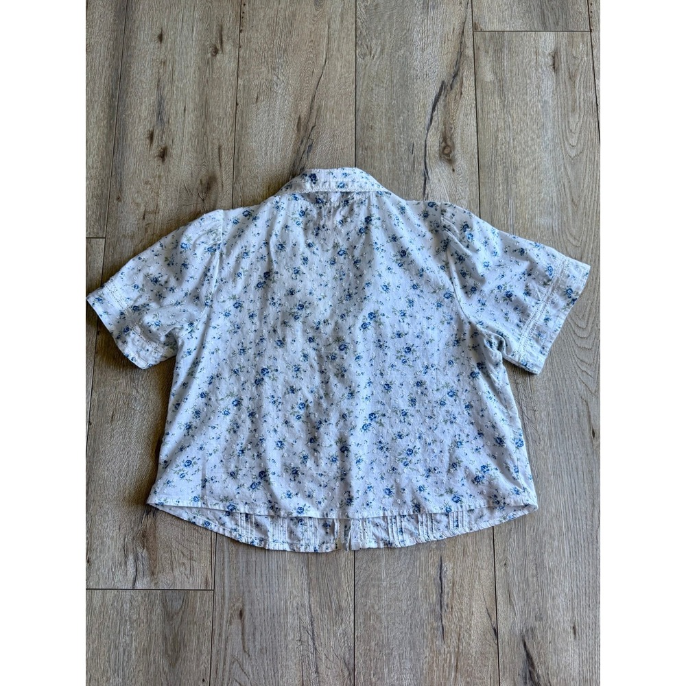 Rachel Ashwell Cotton Blue Floral Print Lace Top Shorts Coord Pajama Set Large - Picture 7 of 14
